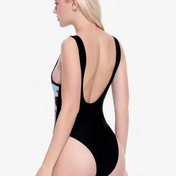 Hot Topic Midnight Hour One-piece Ombre Dripping Skull Skull Swimsuit - Picture 2 of 11